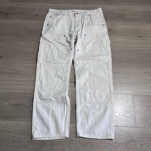 DENIM FORUM The Lou Low Rise Carpenter Jeans White Organic Cotton Size 29